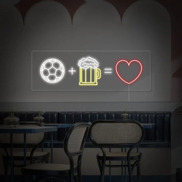 Football Beer Love Neon Sign