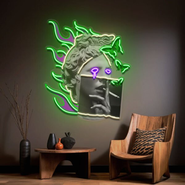 Smoking Art In Collapse Art LED Neon Sign Light Pop Art - Image 2
