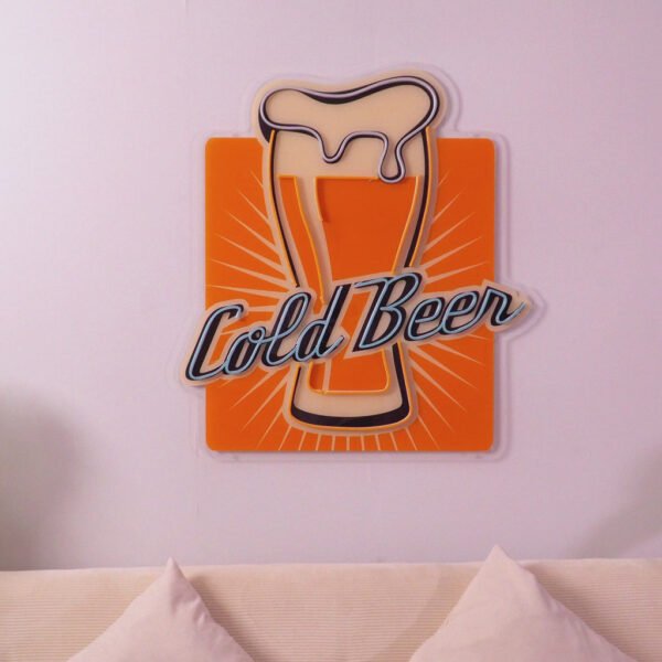 Cold Beer Led Neon Acrylic Artwork - Image 2