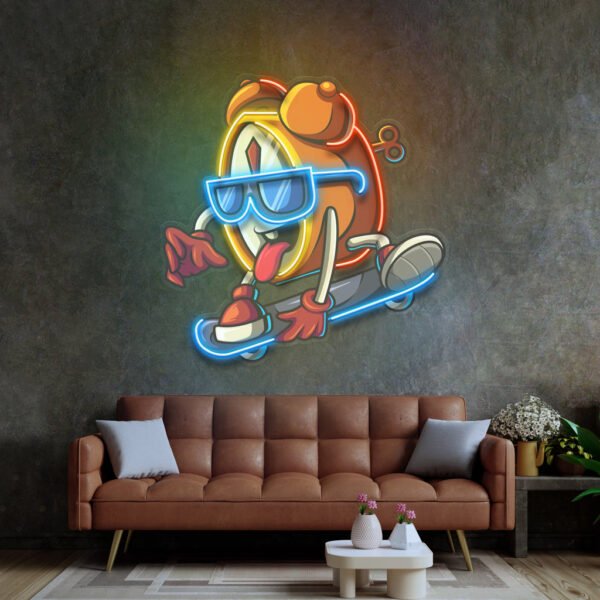 Alarm Clock Skateboarding LED Neon Sign Light Pop Art - Image 3