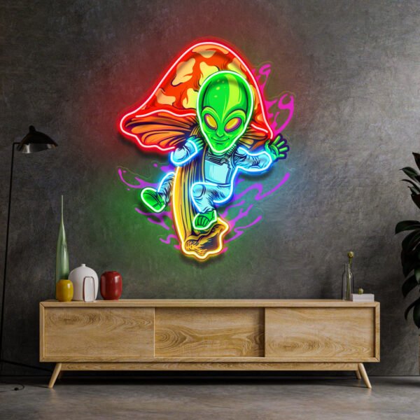 Alien Flying Mushrooms Galaxy LED Neon Sign Light Pop Art - Image 2