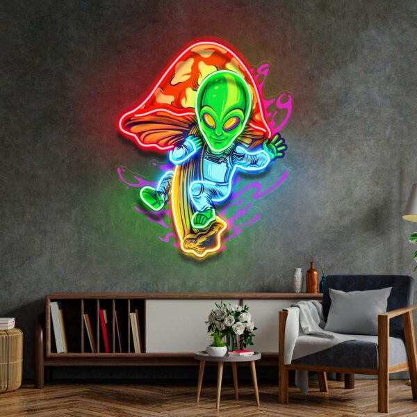 Alien Flying Mushrooms Galaxy LED Neon Sign Light Pop Art - Image 3