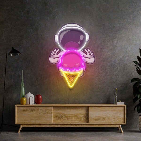 Astronaut Cream Space Led Neon Acrylic Artwork - Image 2