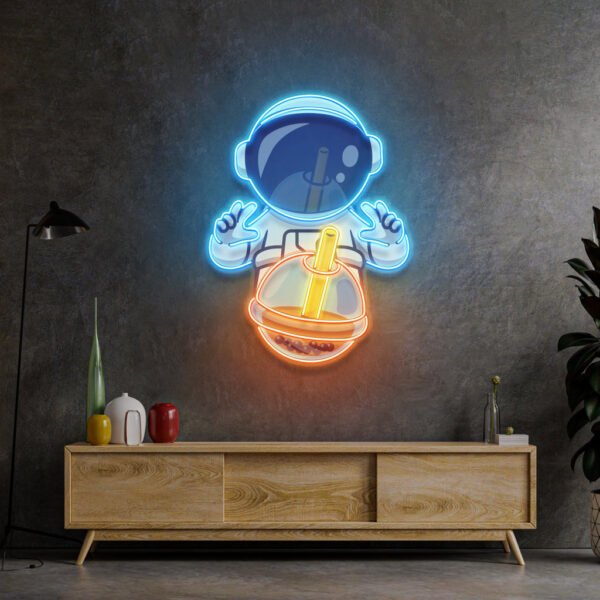 Astronaut Drinking Milktea LED Neon Sign Light Pop Art - Image 2