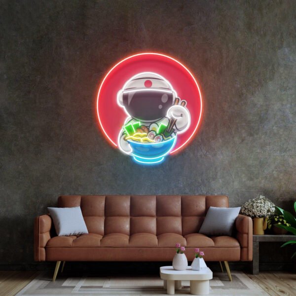 Astronaut Eating Ramen Led Neon Acrylic Artwork - Image 4