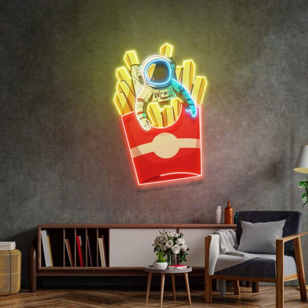Astronaut on Chips Led Neon Acrylic Artwork - Image 4