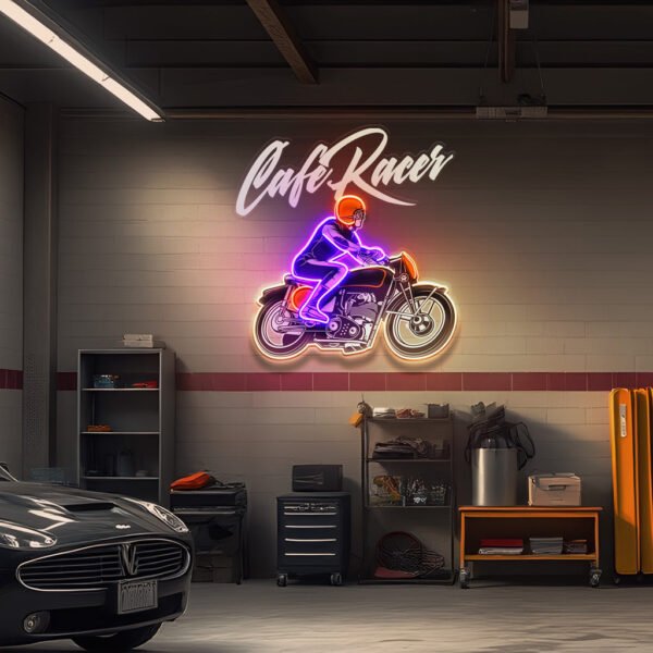 Cafe Racer Custom Motorcycles Maniac LED Neon Sign Light Pop Art - Image 2