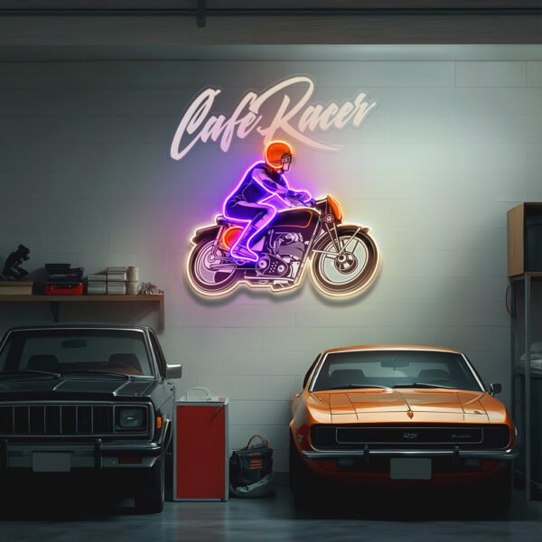 Cafe Racer Custom Motorcycles Maniac LED Neon Sign Light Pop Art - Image 4