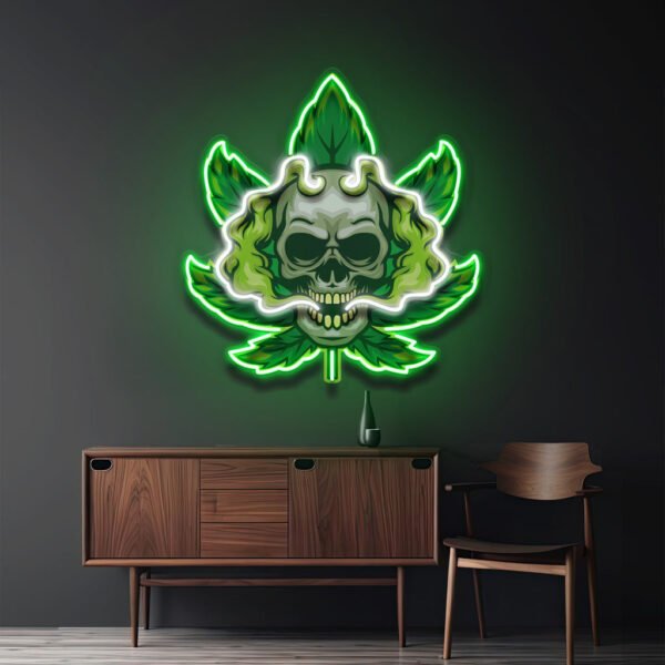 Cannabis Skull LED Neon Sign Light Pop Art - Image 2