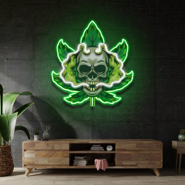 Cannabis Skull LED Neon Sign Light Pop Art - Image 3
