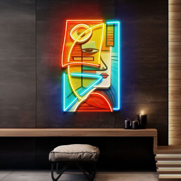 Charming Woman Face Abstract Art LED Neon Sign Light Pop Art - Image 3