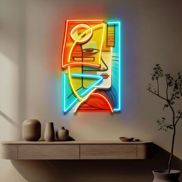 Charming Woman Face Abstract Art LED Neon Sign Light Pop Art - Image 2