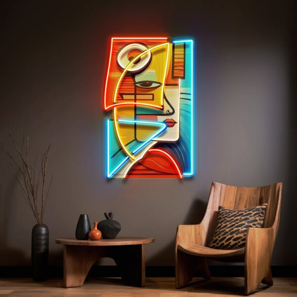 Charming Woman Face Abstract Art LED Neon Sign Light Pop Art - Image 4
