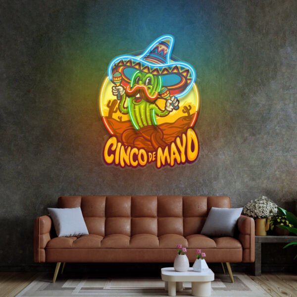 Cinco De Mayo Cactus LED Neon Sign Light Pop Art - Image 2