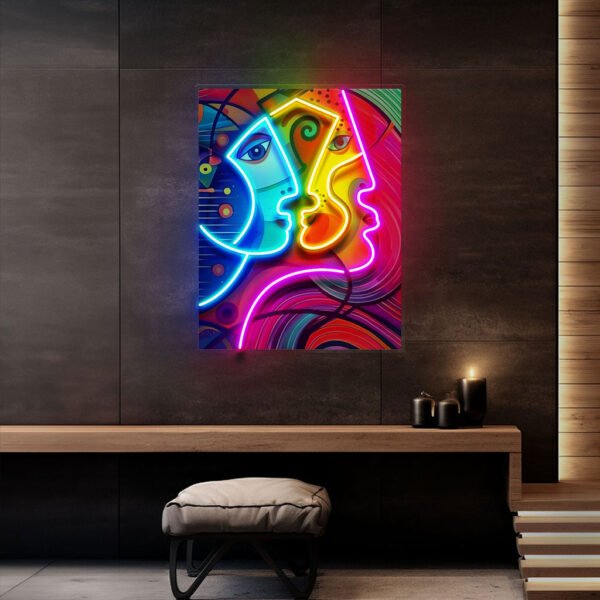 Couple Portrait Painting Abstract Art LED Neon Sign Light Pop Art - Image 3