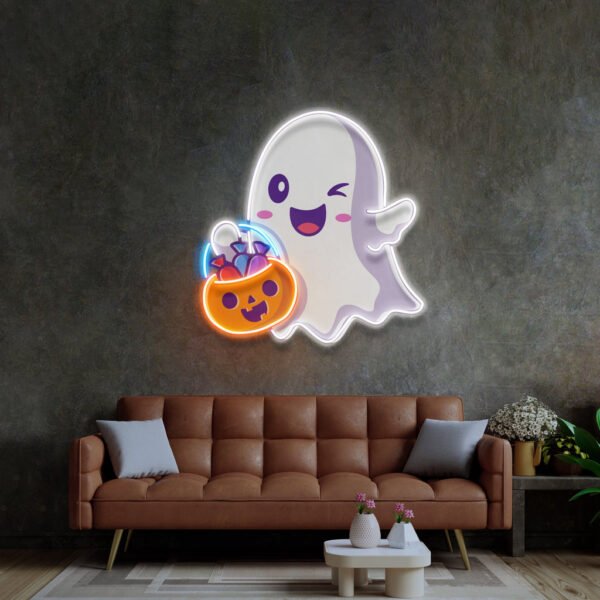 Cute Ghostface Giving Treats LED Neon Sign Light Pop Art - Image 3