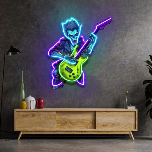 Cute Zombie Playing Electric Guitar LED Neon Sign Light Pop Art - Image 4