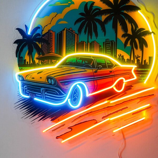 Car The Sunset LED Neon Sign Light Pop Art - Image 3