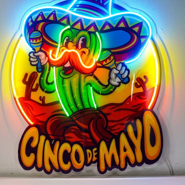 Cinco De Mayo Cactus LED Neon Sign Light Pop Art - Image 3