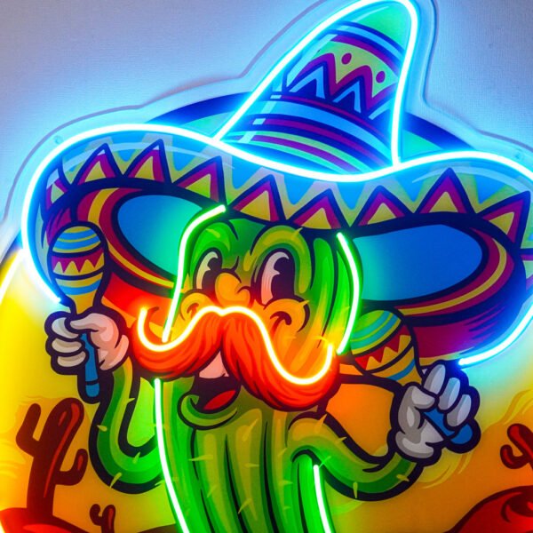 Cinco De Mayo Cactus LED Neon Sign Light Pop Art - Image 4
