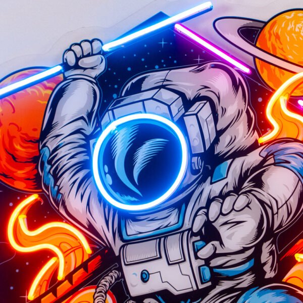 Astronaut Riding Tiger Led Neon Acrylic Artwork - Image 3