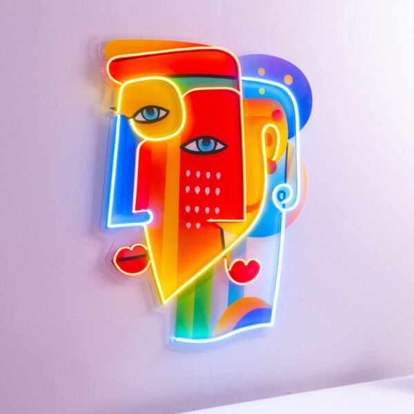 Two Colorful Women Portrait Abstract Art LED Neon Sign Light Pop Art - Image 2