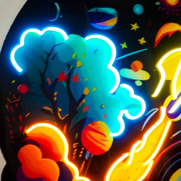 Rocket Launching Universe LED Neon Sign Light Pop Art - Image 2