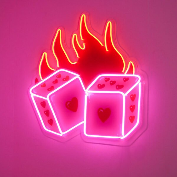 Dice Love Led Neon Acrylic Artwork - Image 2