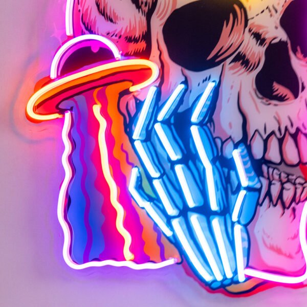 UFO Skull Vibe LED Neon Sign Light Pop Art - Image 3