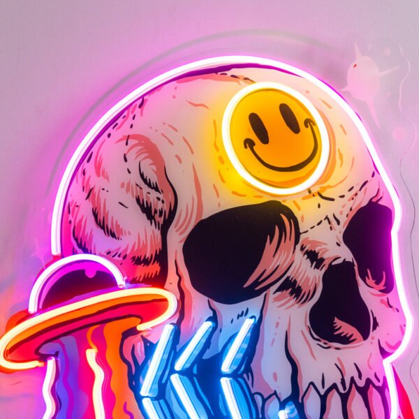 UFO Skull Vibe LED Neon Sign Light Pop Art - Image 4
