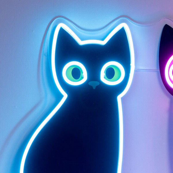 Black Cat Skeleton LED Neon Sign Light Pop Art - Image 2