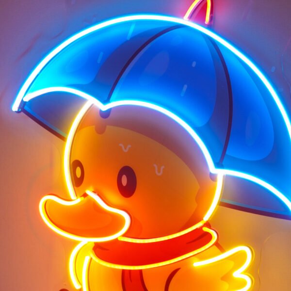 Duck Walking Under Rain LED Neon Sign Light Pop Art - Image 2