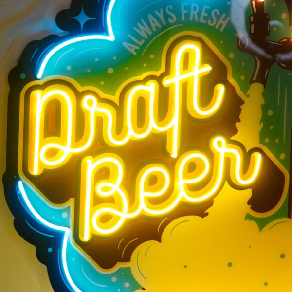 Draft Beer LED Neon Sign Light Pop Art - Image 2
