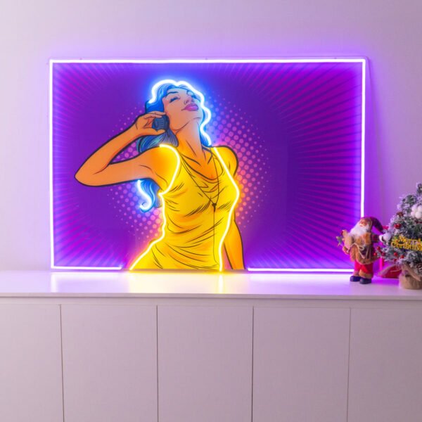 Women Listen Music LED Neon Sign Light Pop Art - Image 3