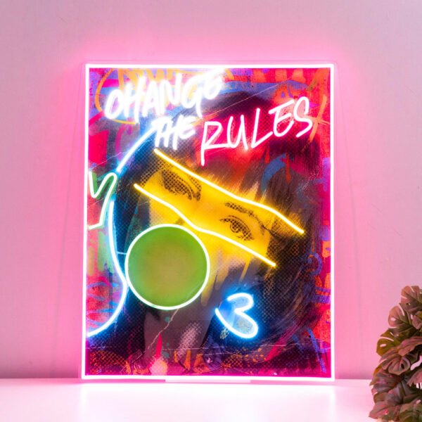 Rebelious Change The Rule Collapse Art LED Neon Sign Light Pop Art - Image 3