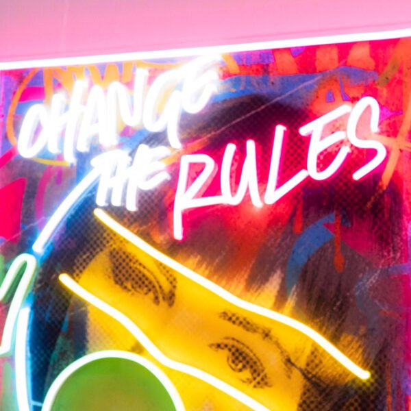 Rebelious Change The Rule Collapse Art LED Neon Sign Light Pop Art - Image 2