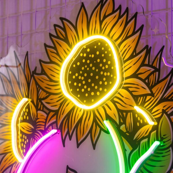 Skull Sun Flowers LED Neon Sign Light Pop Art - Image 4