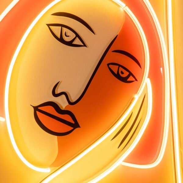 Thinking Girl Face Abstract Art LED Neon Sign Light - Image 2