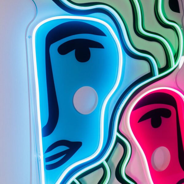 Colorful Two Faces Abstract Art LED Neon Sign Light - Image 2