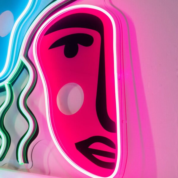 Colorful Two Faces Abstract Art LED Neon Sign Light - Image 3