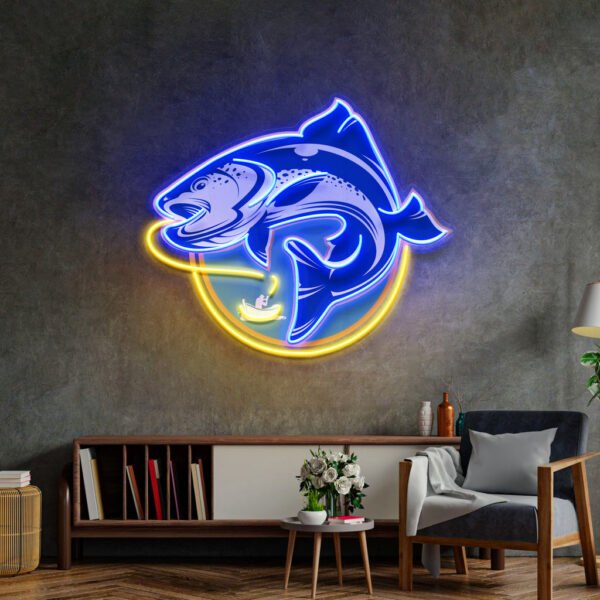 Fishermen Catch Fish LED Neon Sign Light Pop Art - Image 3