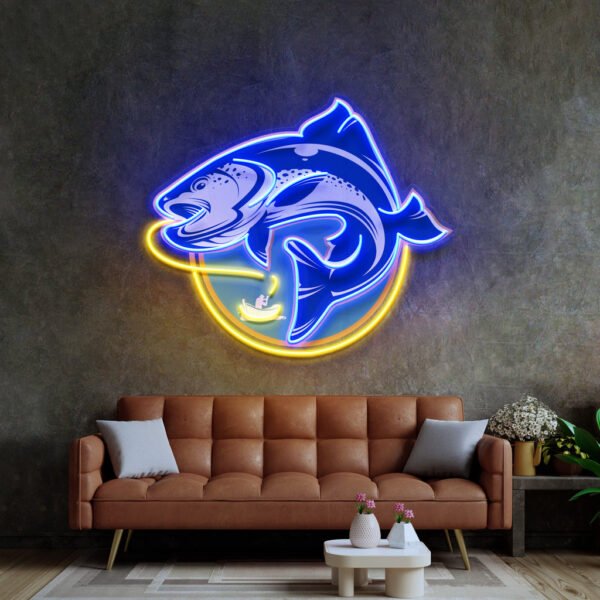 Fishermen Catch Fish LED Neon Sign Light Pop Art - Image 2
