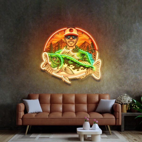 Fishermen Caught Big Fish LED Neon Sign Light Pop Art - Image 2