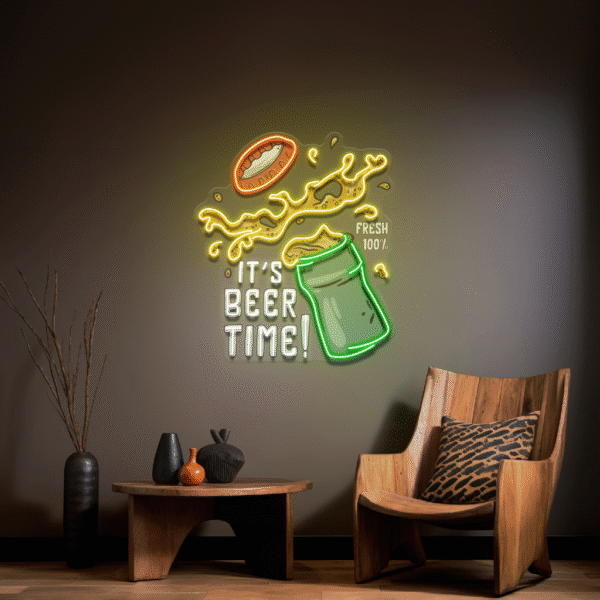 It's Beer Time! Retro Style LED Neon Sign Light Pop Art - Image 2