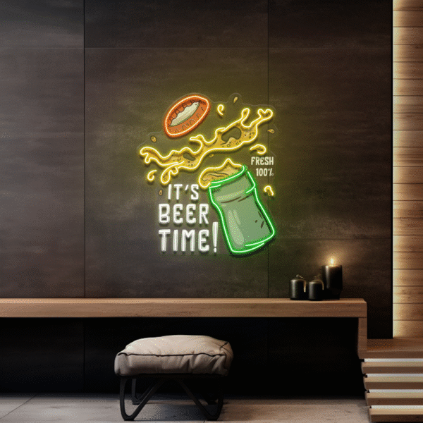 It's Beer Time! Retro Style LED Neon Sign Light Pop Art - Image 4
