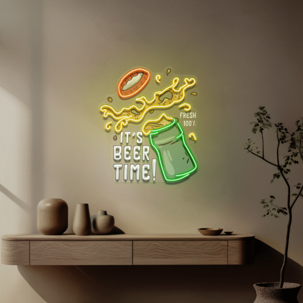 It's Beer Time! Retro Style LED Neon Sign Light Pop Art - Image 3