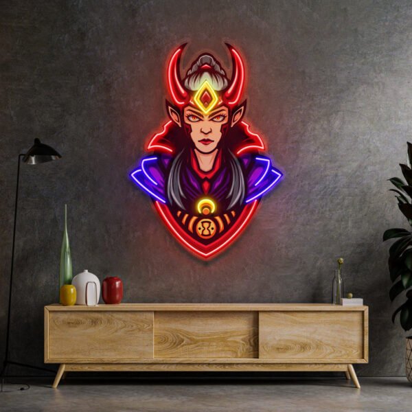 Red Horned Lady Assassins LED Neon Sign Light Pop Art - Image 3