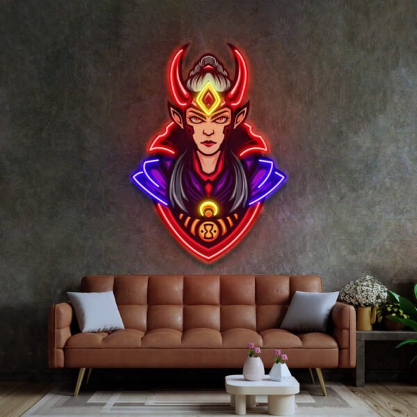 Red Horned Lady Assassins LED Neon Sign Light Pop Art - Image 2