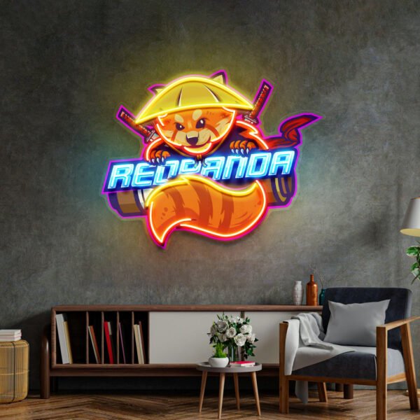 Red Panda Japan Samurai LED Neon Sign Light Pop Art - Image 5