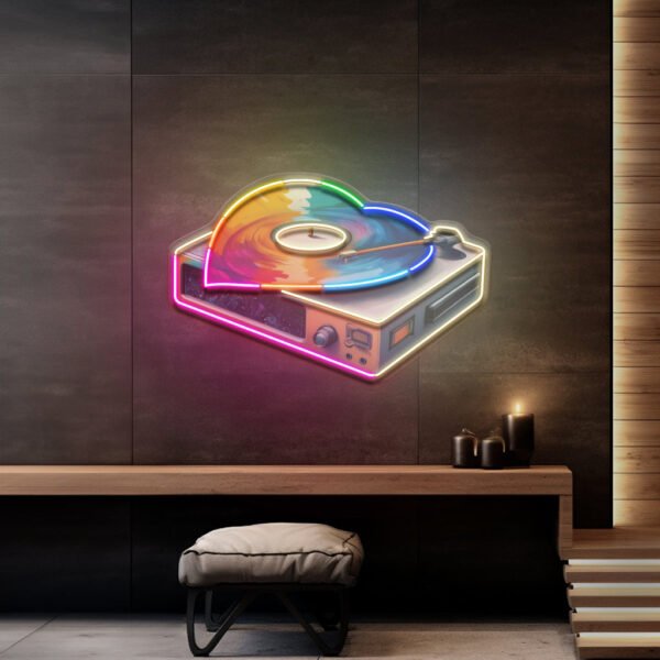 Retro Dics Player In Galaxy Art LED Neon Sign Light Pop Art - Image 3
